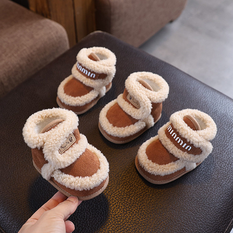 Autumn and Winter Baby Soft-Soled Shoes, Cotton Shoes for 0 to 1 Year Old Male and Female Babies, 6-12 Months Old, Fleece-Lined to Heattech