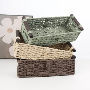 Cross-Border Desktop Storage Basket Household Storage Basket Key Cosmetics Paper Rope Woven Basket Remote Control Sundry Storage Box