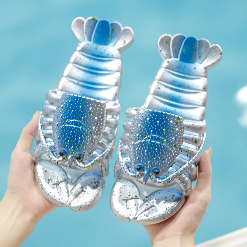 2025 Metallic New Crayfish Beach Slippers Creative Alien Slippers Funny Slippers Wholesale