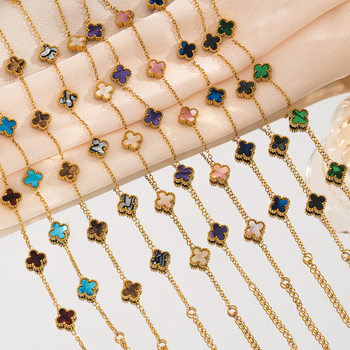 9mm Four-Leaf Clover Bracelet, Accessible Luxury and High-End, Cross-Border Popular Women's European and American Non-Fading Hand Jewelry, Niche and Simple