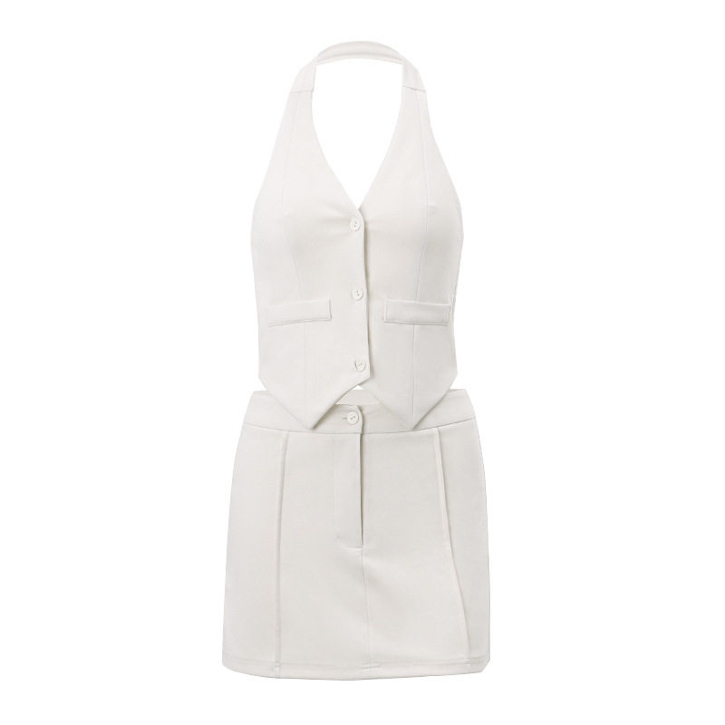 French Vintage Sleeveless Button Up Cardigan Irregular Vest Chic Crop Top Fall Outfit for Trendy Women Wholesale