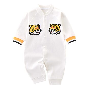 Baby Spring and Autumn Pure Cotton Jumpsuit Newborn Baby Tiger Head Romper 100-Day Birthday Long-Sleeve Crawling Suit Infant Toddler