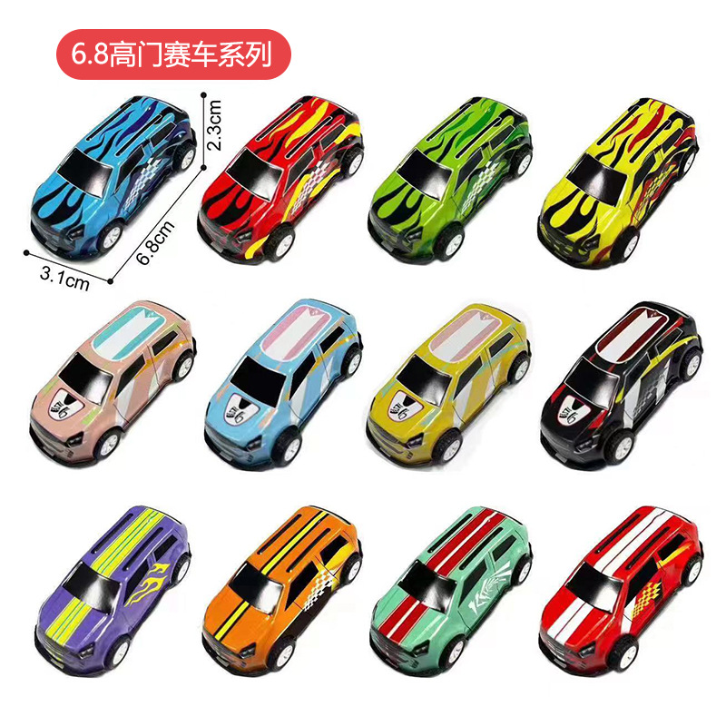 跨境迷你合金赛车铁皮车儿童回力赛车多款式仿真卡通小汽车批发