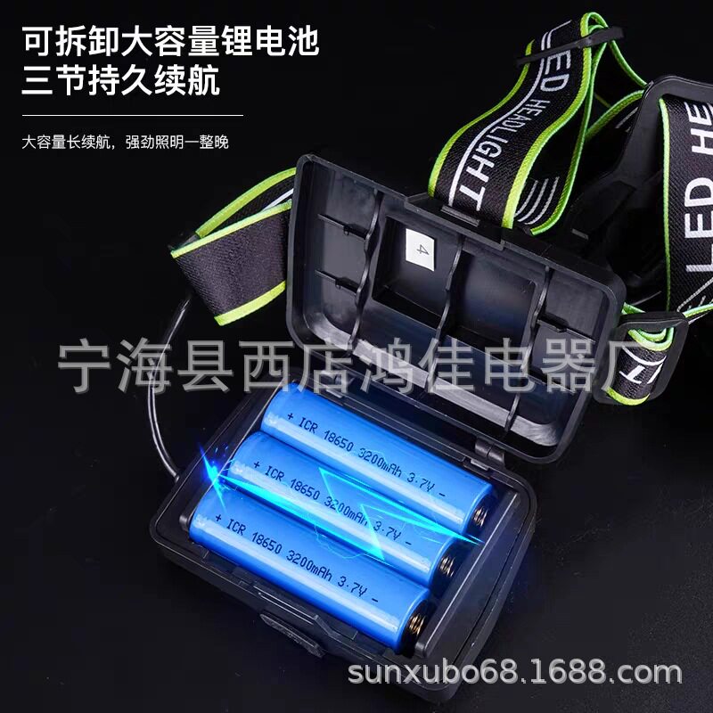 Hongya Head-Mounted Strong Light Headlight Charging Sensor White Laser Ultra-Bright Flashlight Night Fishing Outdoor Lighting