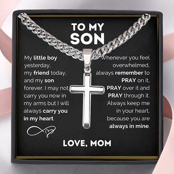 Cross-Border Hot-Selling Personalized Trendy Fashion Simple Cross Pendant with Card and Gift Box Stainless Steel Men's Necklace