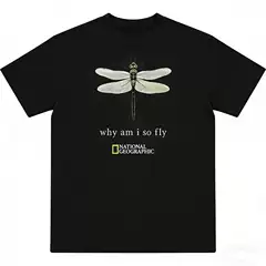 Exclusive for European size pure cotton National Geographic with dragonfly graphic tee