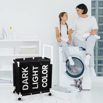 Roller Laundry Basket 3-stage Laundry Sorter 110L Waterproof Laundry Basket with Lid Dirty Clothes Basket with Handle