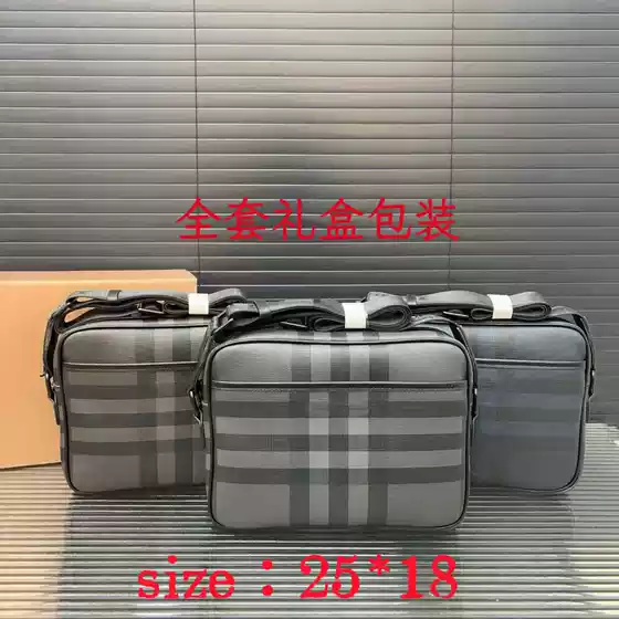 Korean Style Casual Men's Shoulder Bag 2025 New Plaid Classic Large Capacity Street Crossbody Bag Shoulder Bag Wholesale