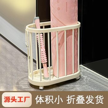 Yoga Mat Storage Basket Household Movable Fitness Equipment Storage Frame with Wheels Sports Tools Organize Storage Rack