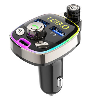 New Car Mp3 Bluetooth Fm Transmitter Bluetooth Player Colorful Atmosphere Breathing Light Car Bluetooth Hands-Free