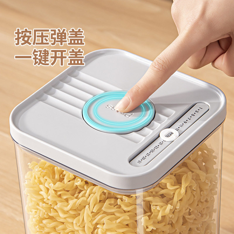 Chronometer-Pressed Sealed Cans, Transparent 3-Piece Set, Square Pet, Extra-Large Capacity Plastic Kitchen Fresh-Keeping Storage Containers