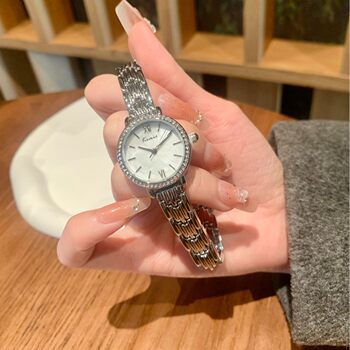 Jinmiou watch women's 2020 new bracelet watch women's fashion Diamond-embedded waterproof fritillary texture Women's Watch 6458