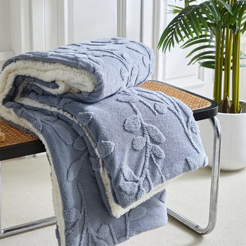 Cross-Border Export Double-Layer Tower Hibiscus Lamb Velvet Quilted Blanket Coral Flannel Amazon Long Hair Blanket