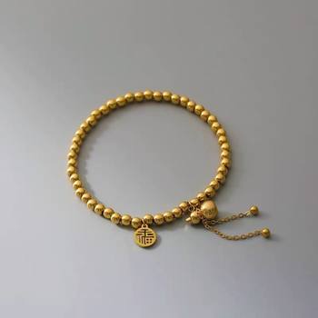 Cross-Border Copper Coin New Light Luxury Red Rope Fortune Titanium Steel Bracelet for Women Gold Coin Festive Simple Bracelet Xiyin