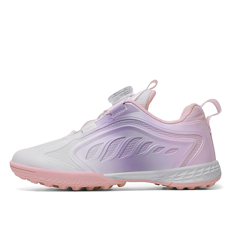 Giày bóng đá đinh dăm trẻ em khóa xoay không dây buộc — Màu hồng, Màu tím, Xanh lá cây