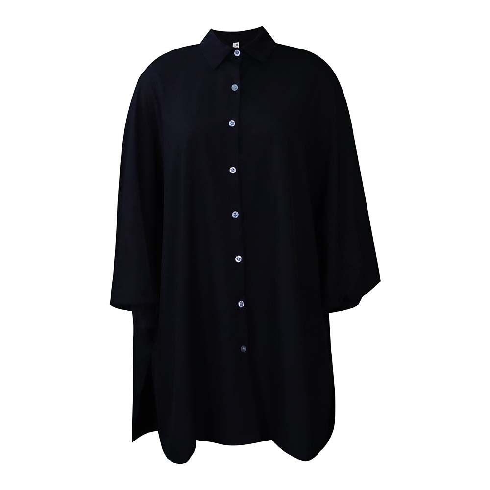 Loose Fit Solid Color Shirt Dress Elegant Collar Plus Size Spring Fashion Ideal for Casual or Formal Occasions