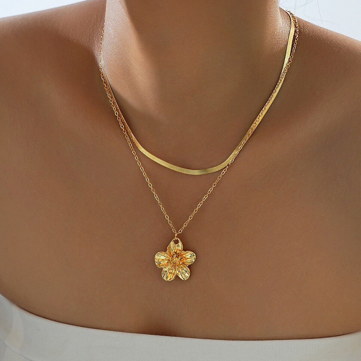 镶嵌彩钻爱心吊坠流苏项链四件套装百搭小众轻奢气质项饰叠戴锁骨