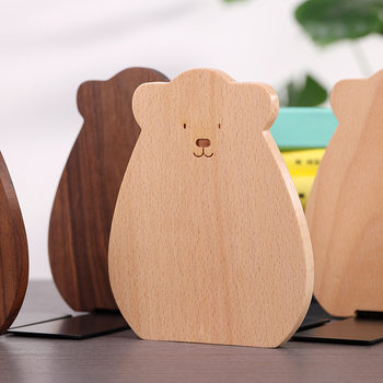 Book Stand Wholesale Solid Wood Book Stand Thickened Bookshelf File Book Clip Desktop Book Support Book Storage Wooden Bear Book Stand