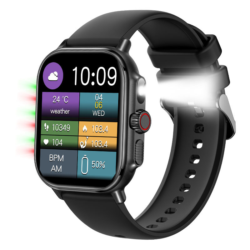 New smart watch HD screen Bluetooth call sports bracelet real blood oxygen with encoder flashlight atmosphere light