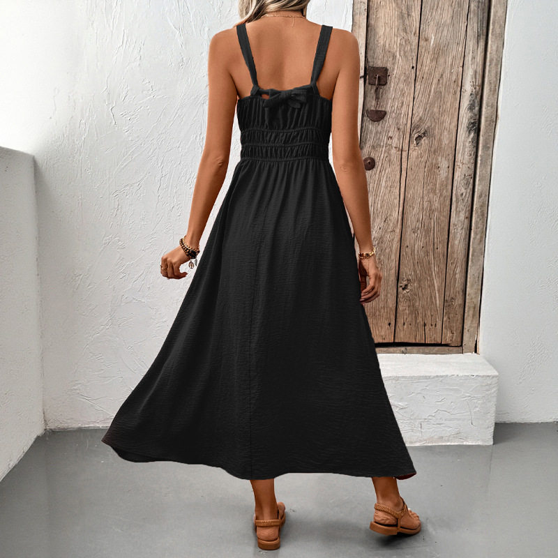 Casual Womens Dress Simple Solid Color Sleeveless Design Comfortable Fabric Perfect for Summer Outings Wholesale