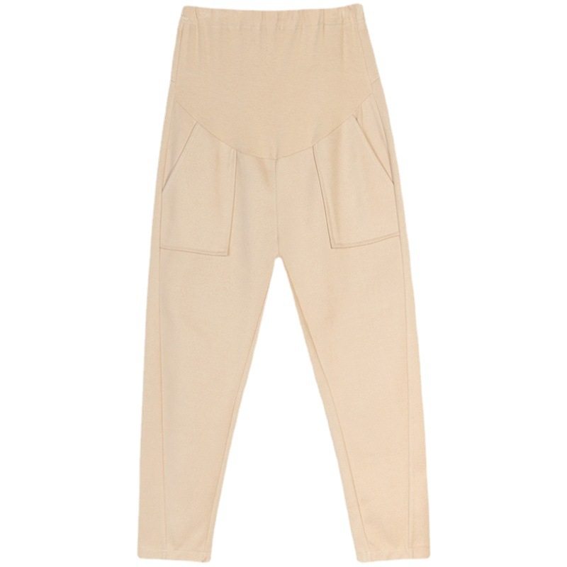 Pregnant women's woolen casual pants 2024 autumn and winter starry sky pattern belly support pants thickened leggings outer wear loose fashion mom pants