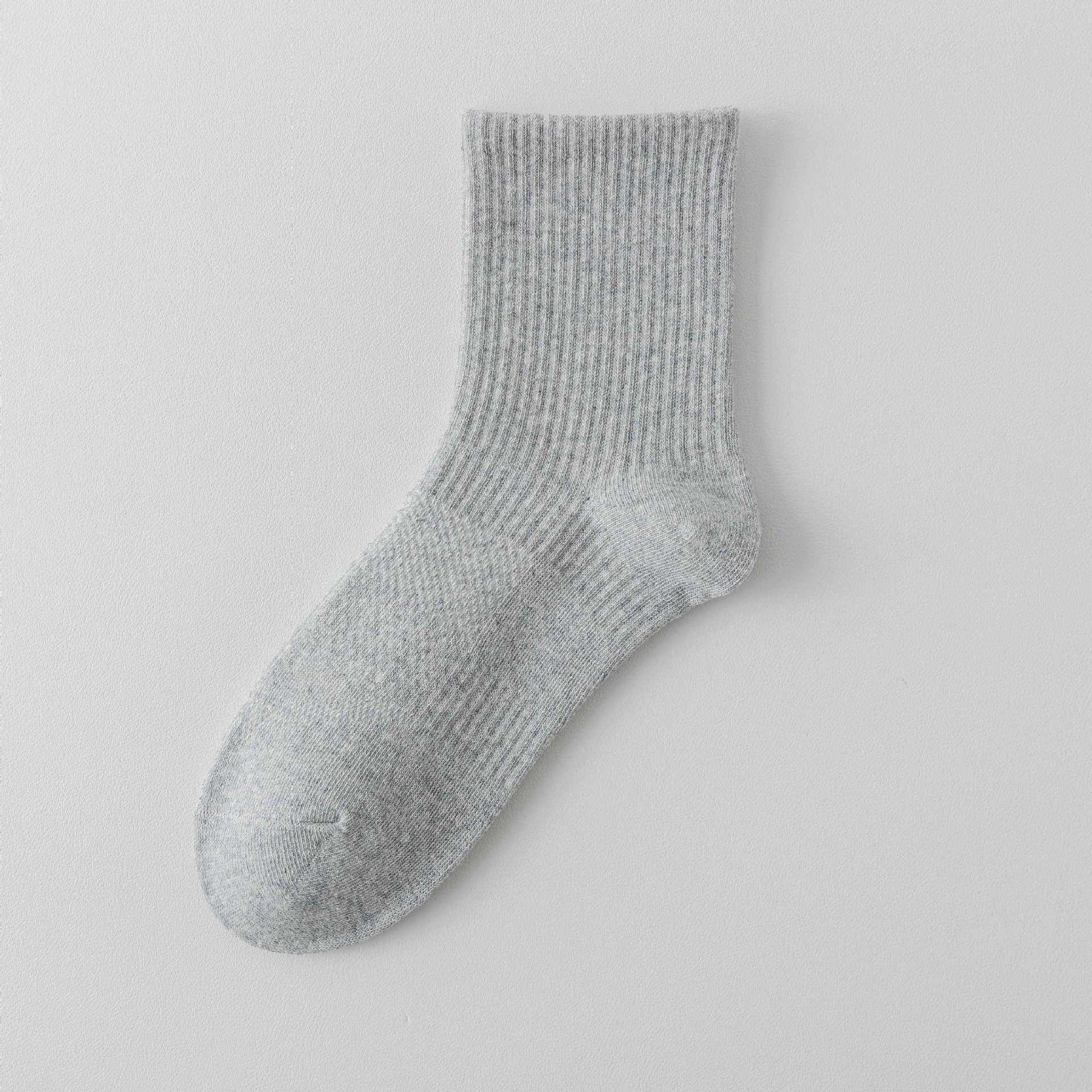 白色袜子男士春秋中筒袜女款纯棉吸汗运动袜篮球袜加厚毛巾底长袜