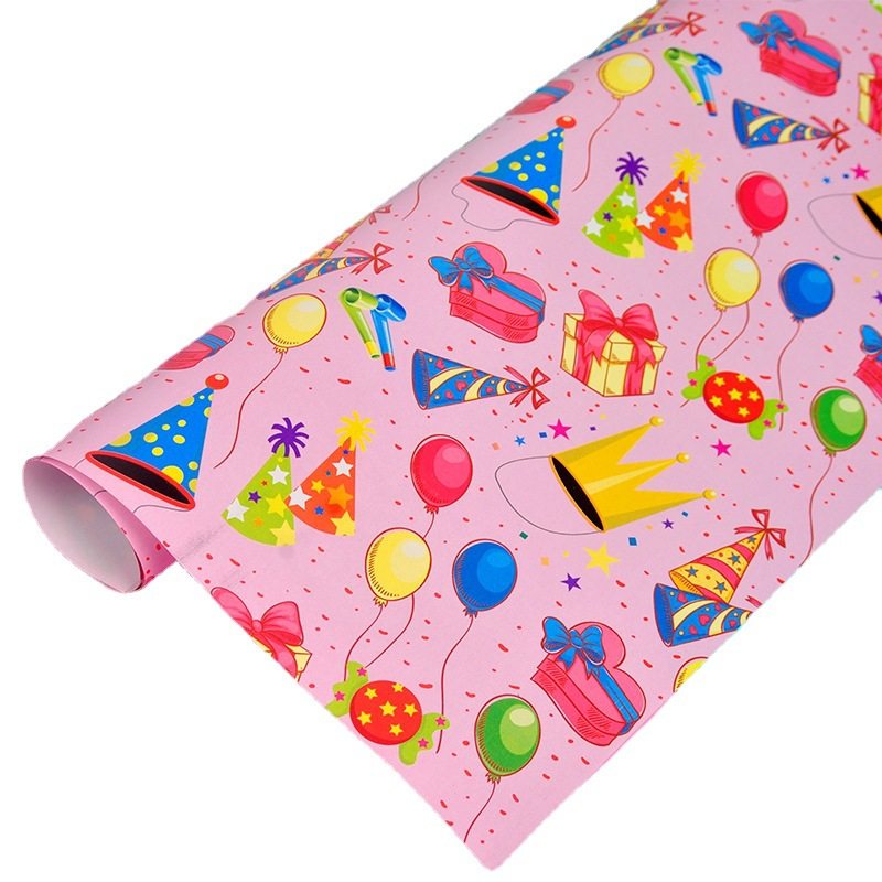 birthday Wrapping Paper Kidsren's Cartoon Girl Gift Wrapping Paper Balloon Animal happy birthday Cake