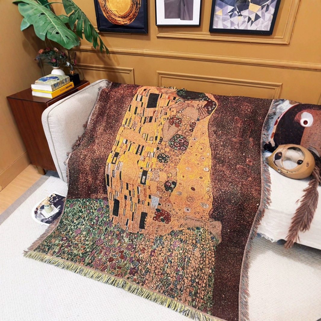 Cross-Border Export Decorative Blanket Jacquard Tapestry World Famous Painting 