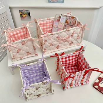 Ins Cute Quilted Storage Basket Desktop Good Storage Basket Storage Box Cosmetic Snacks Small Sundries Fit Bag