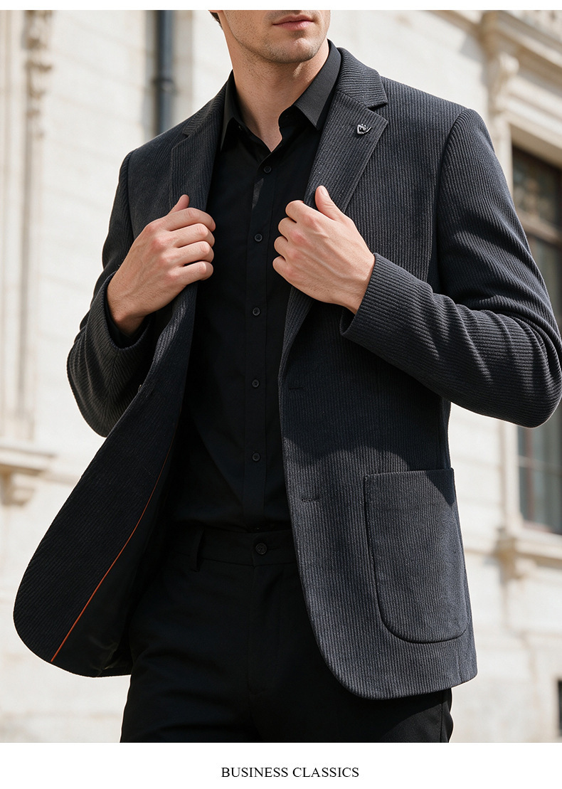 Áo blazer nam vải nhung tăm dáng ôm phong cách công sở — Xanh tím than, Màu nâu cà phê, Tím đậm