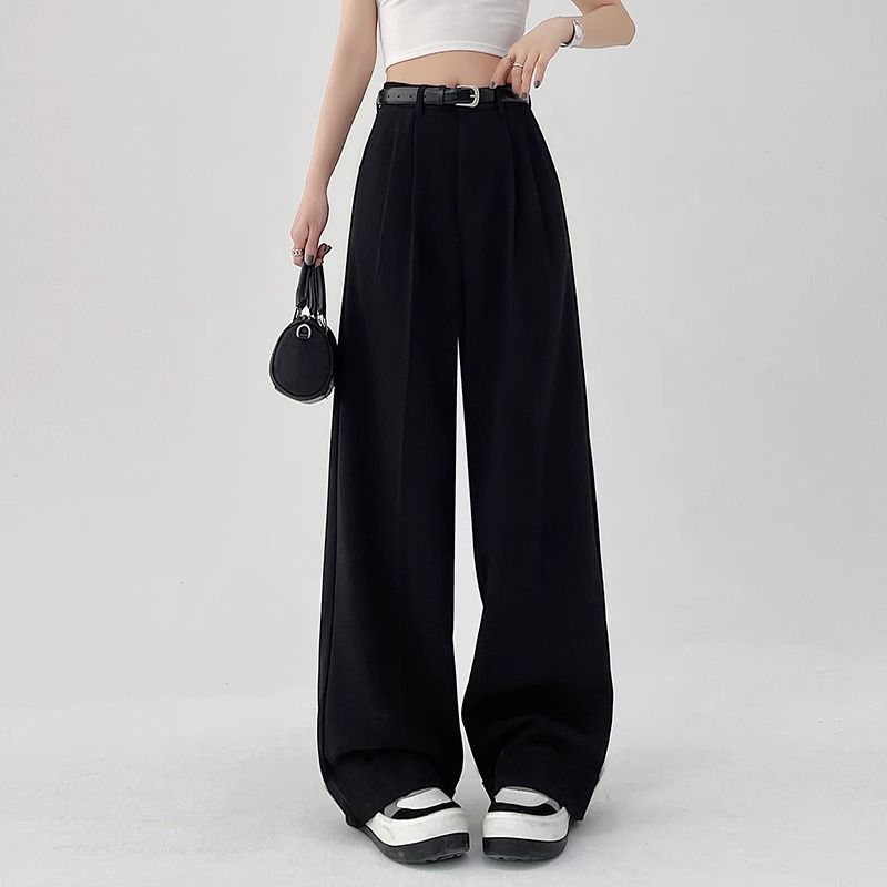High Waisted Wide Leg Trousers Loose Fit Elegant Draping Versatile Style Perfect for Casual or Formal Occasions