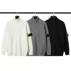 STONESLAND Shidao Zipper Open Chest Vertical Collar Knitted Sweater All-match Simple Senderless Style for Men and Women