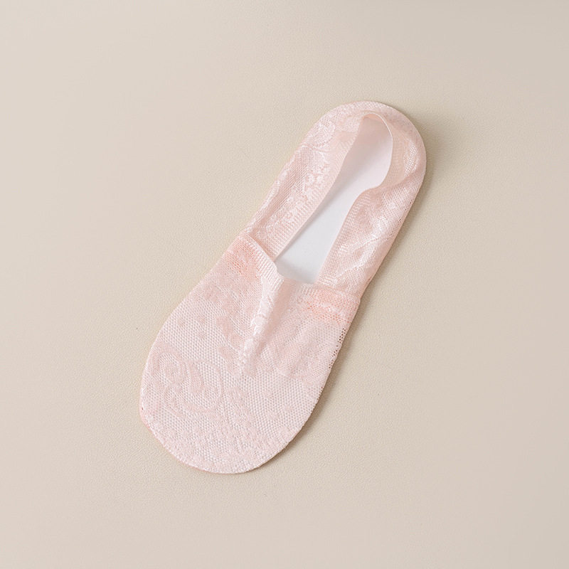 深口女士提花蕾丝锁边花边棉底隐形袜浅口硅胶防滑棉底船袜子批发