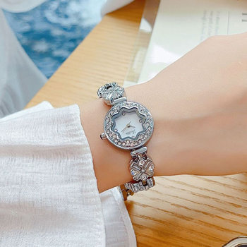 Gaudí-Style Watch with a Full Diamond Floral Design, Niche Bracelet Watch for Women