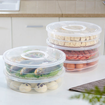 Factory Straight Hair Round Egg Dumplings Frozen Plastic Fresh-keeping Refrigerator Storage Box Kitchen Transparent Portable Household