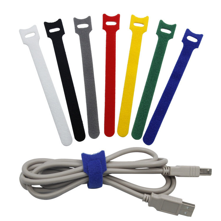 Back Velcro Storage Tie with Self-adhesive Hook and Loop Straps Charging Cable Nylon Cable Management with Data Cable