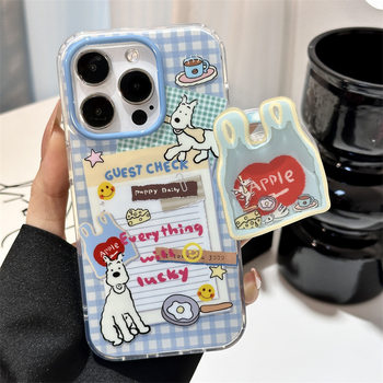 Blue Checkered Label Shopping Bag White Dog Magnetic Case Suitable for iPhone 17 Apple 16 Pro Max Phone Case 15 Creative 14