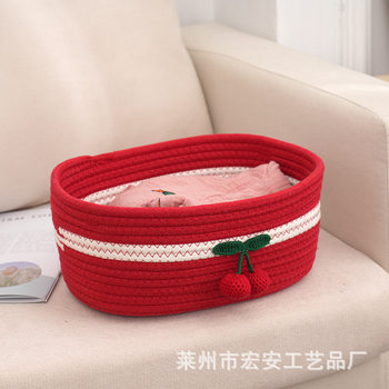 Small fresh red cherry storage basket table sofa sundries storage basket children's toys clothing finishing basket wholesale