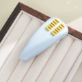 Patent leather-blue spring clip [with label on the back]