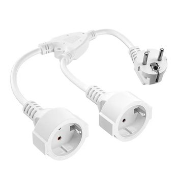 34cm European Standard Protective Contact Extension Conversion Plug Power Cord One to Two Socket Ac Plastic Wire