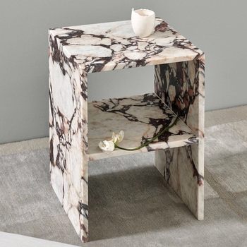 Natural Marble Side Table Wabi-Sabi Style Living Room Sofa Art Side Table Bedroom Bedside Table Side Table