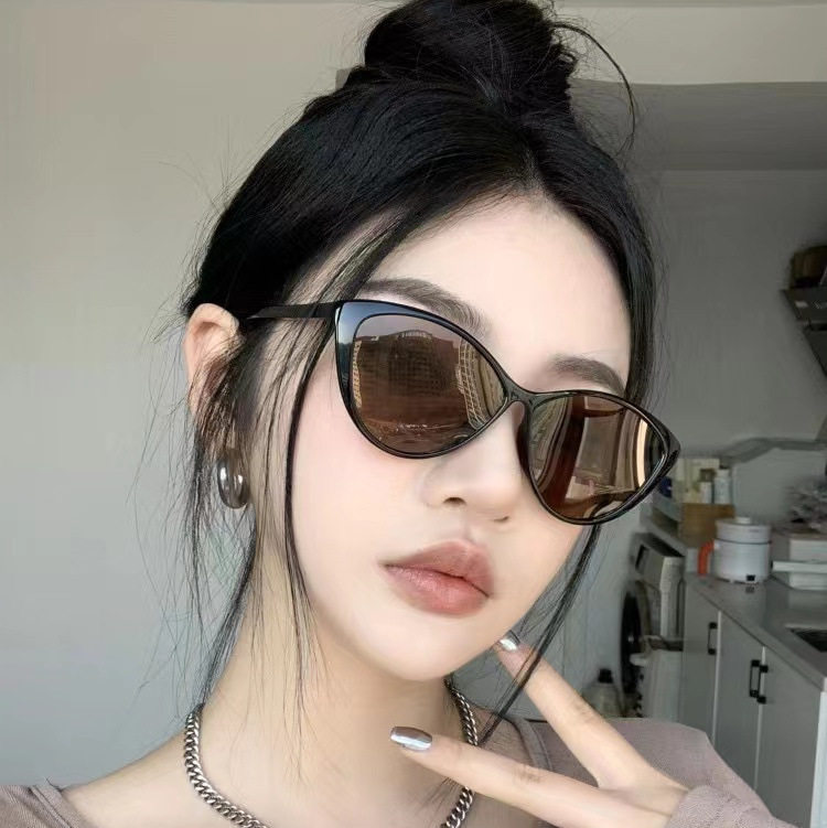 Women's Big Frame Cat's Eye Myopia Glasses Internet Popular Retro Anti-Blue Light Flat Glasses Korean Style Plain Mirror Frame Glasses