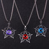 Hip hop retro style old five-pointed star Turkish blue eyes Devil's Eye necklace punk magic skull pendant