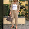 A Large Number of Spot Amazon Cross-Border 2025 Autum New Export Women's Pure Color Casual Suit Long-Sleeved Pants Two