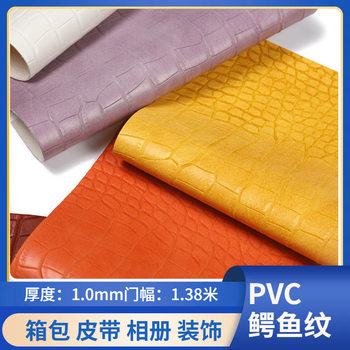 In Stock 1mm Color-Blocked Vintage Crocodile Pattern Pvc Brushed Leather Suitcase Leatherette Photo Album Cover Artificial Leather Wide Width