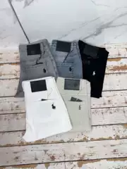 Embroidered Knight High-End European Style Men's Jeans Black and White Stretch Washed Slim Straight Casual Nine-Quarter Pants for All Seasons