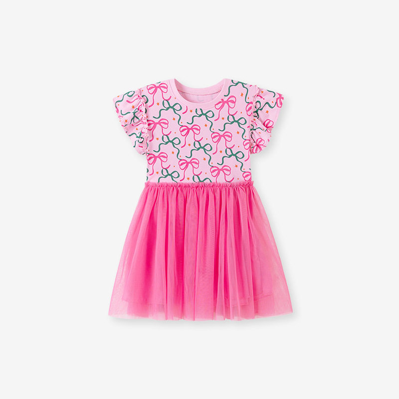 Vendita all'ingrosso abito bambini, abito bambine mesh stile estivo