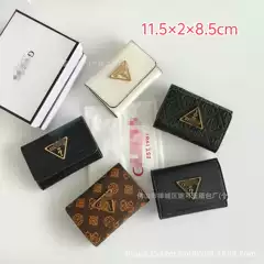 Inverted Triangle Guess Multi-Card Slot Women's Embossed Printed Plain Litchi Pattern Card Holder