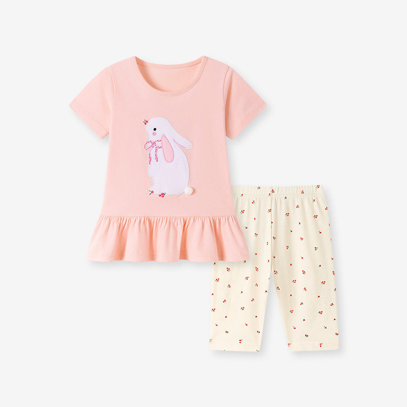 Girls' Set Wholesale, [Style] Cartoon Kids' Outfit, Cute Rabbit Children's Clothing