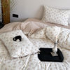 Small fresh floral cotton double-layer yarn four-piece set Korean lace gentle wind cotton quilt bedding soft
